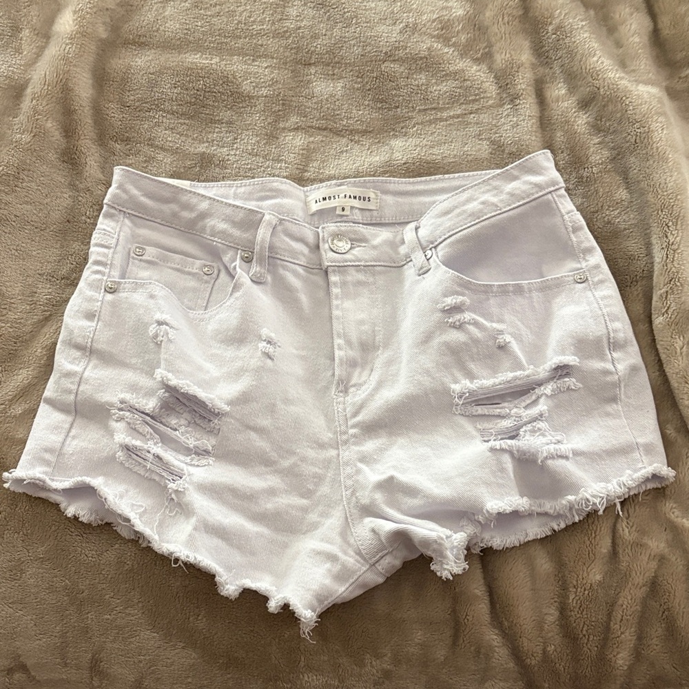 Almost Famous Bright White Ripped Jean Shorts